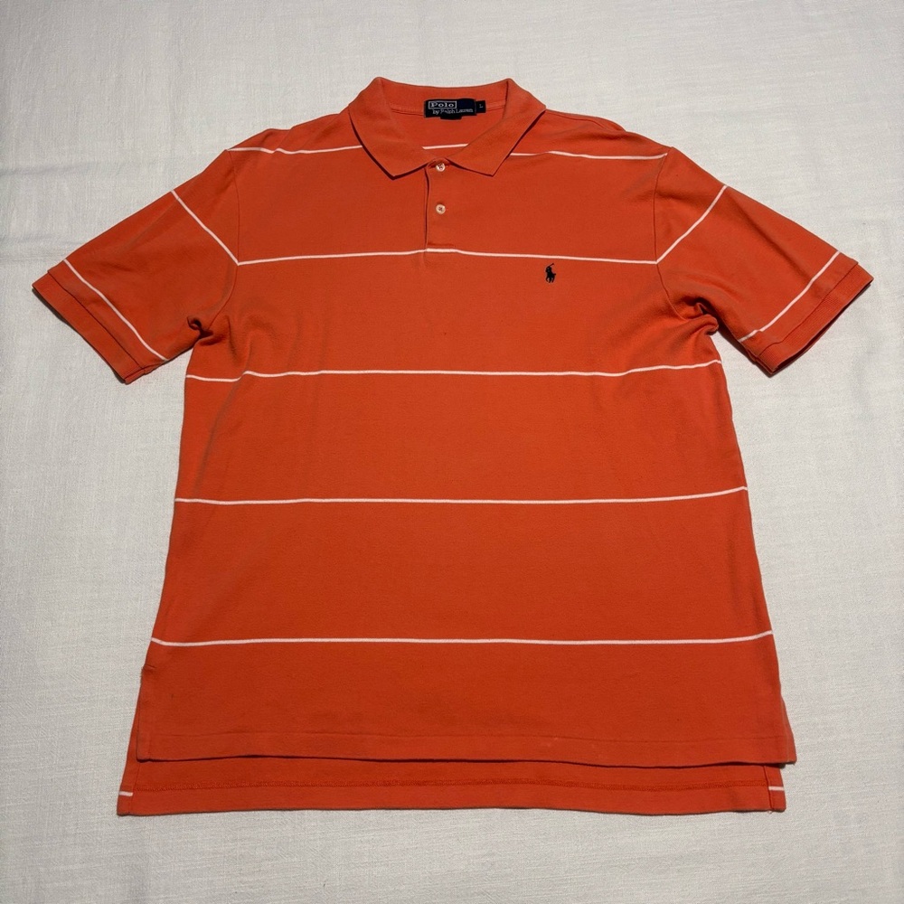 Men’s Polo Ralph Lauren Orange/White Striped Polo